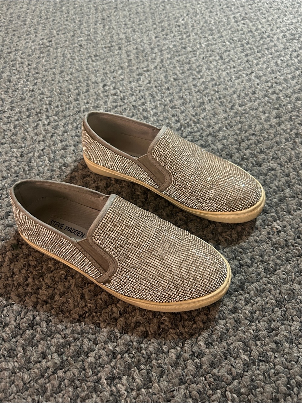 Steve Madden Men’s Silver Rhinestone Slip-On Loafers